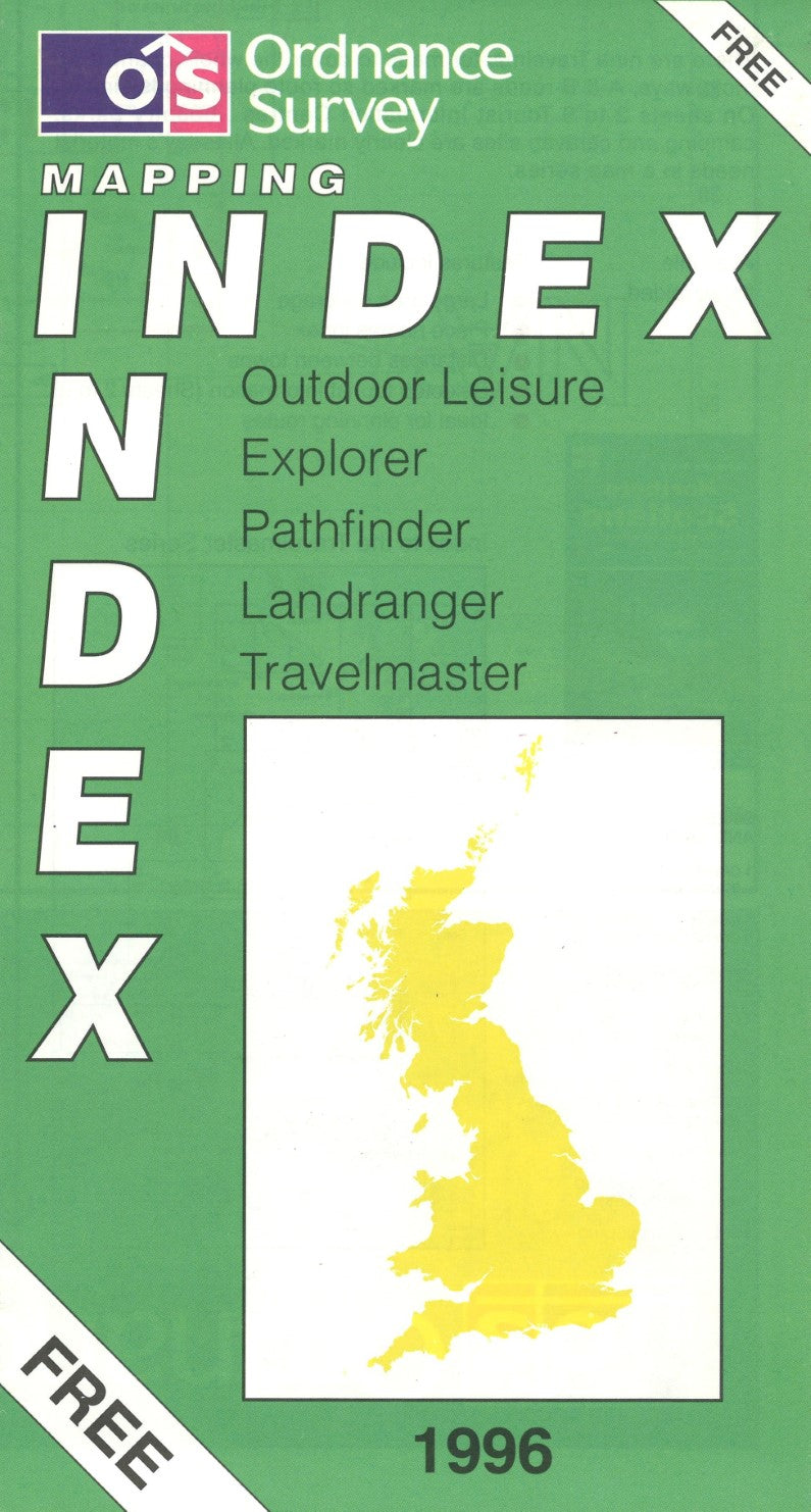 Mapping Index for Outdoor Leisure, Explorer, Patherfinder, Landranger, Travelmaster