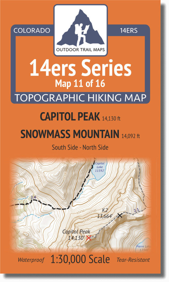 Colorado 14ers Map Series 11 of 16 - Capitol | Snowmass