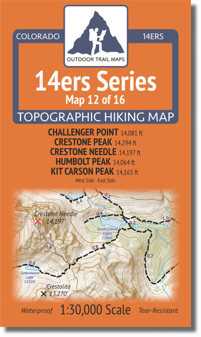 Colorado 14ers Map Series 12 of 16 - Challenger, Crestone, Crestone Needle, Humbolt, Kit Carson