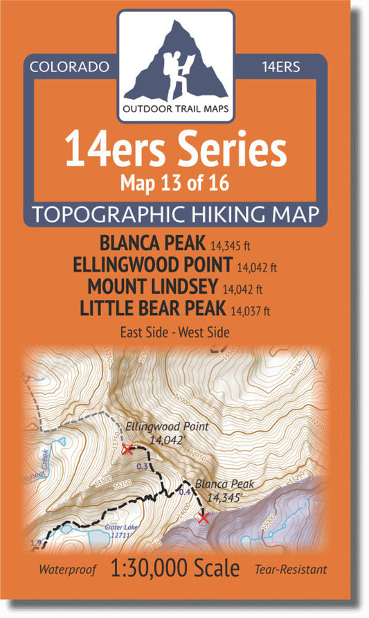 Colorado 14ers Map Series 13 of 16 - Blanca, Ellingwood, Lindsey, Little Bear (East and West)