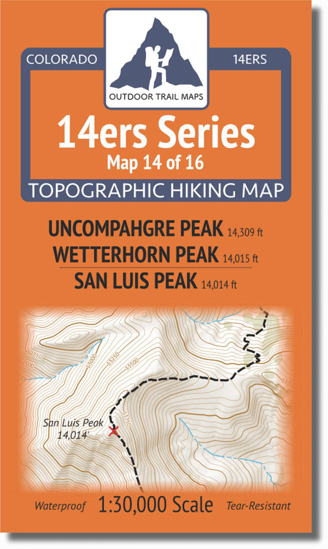 Colorado 14ers Map Series 14 of 16 - Uncompahgre, Wetterhorn | San Luis Peak
