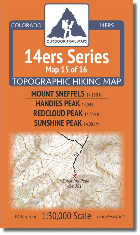 Colorado 14ers Map Series 15 of 16 - Sneffels | Handies, Redcloud, Sunshine