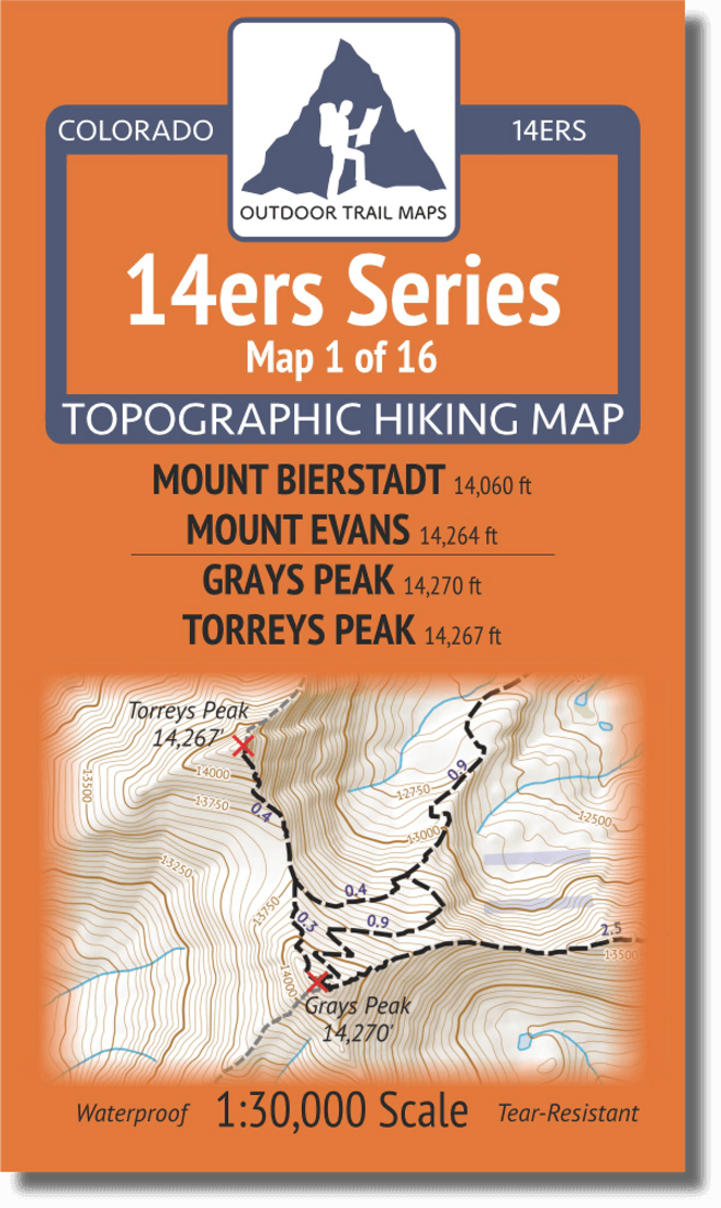 olorado 14ers Map Series 1 of 16 - Bierstadt, Evans | Grays, Torreys