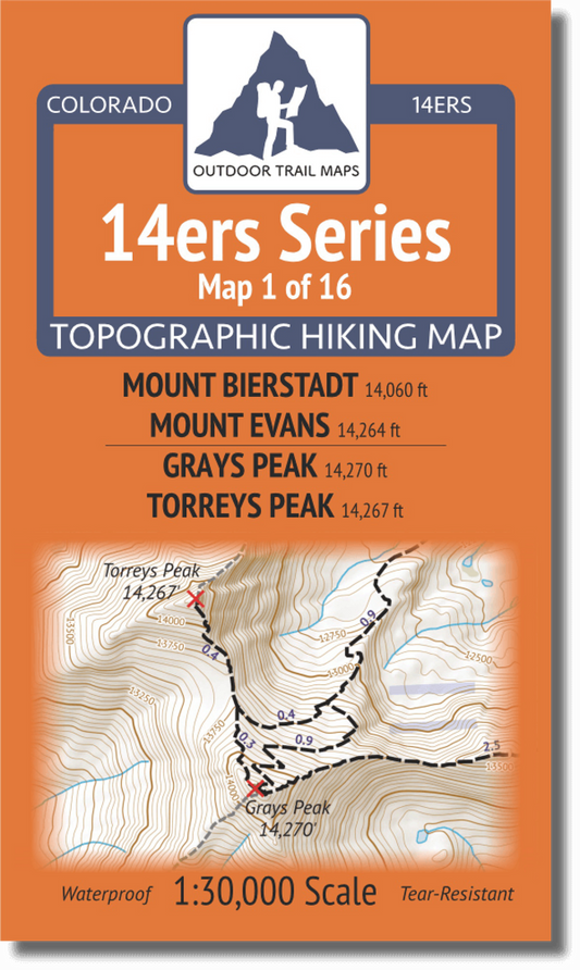 olorado 14ers Map Series 1 of 16 - Bierstadt, Evans | Grays, Torreys