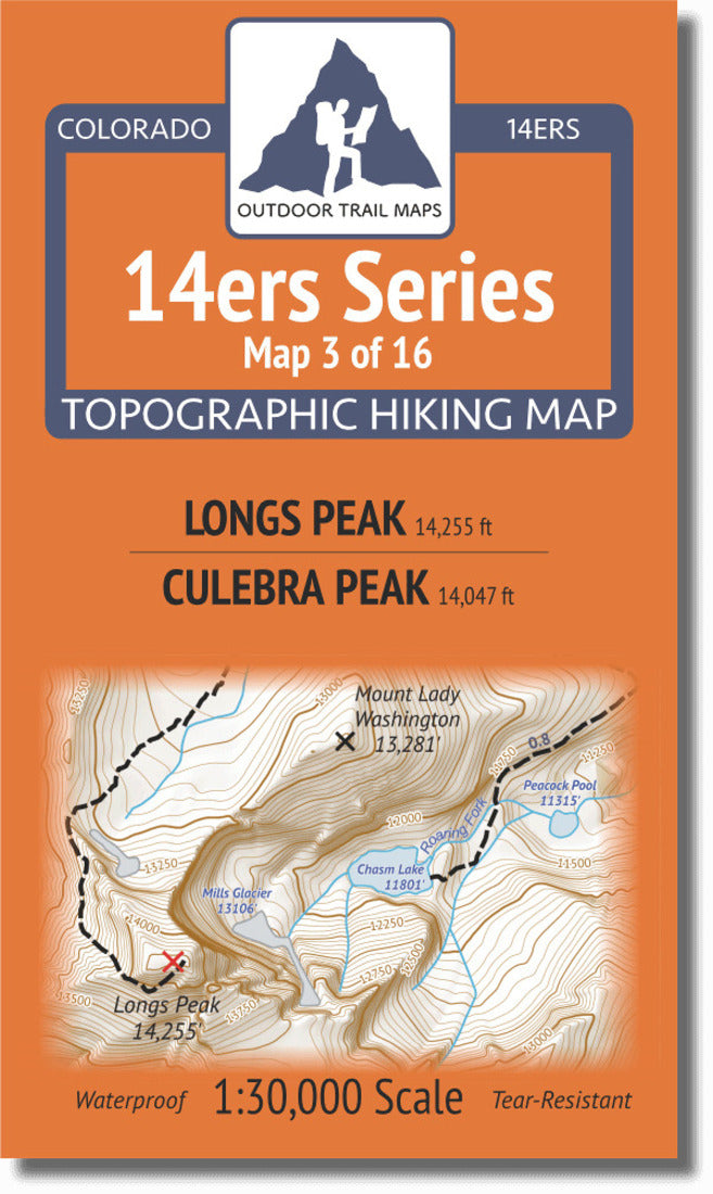 Colorado 14ers Map Series 3 of 16 - Longs Peak | Culebra Peak