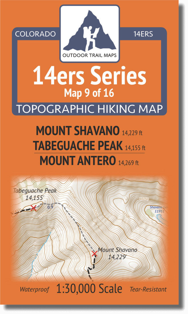 Colorado 14ers Map Series 9 of 16 - Shavano, Tabeguache | Antero