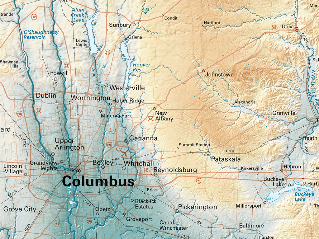 Ohio Elevation Tints Fine Art Print Map