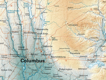 Ohio Elevation Tints Fine Art Print Map