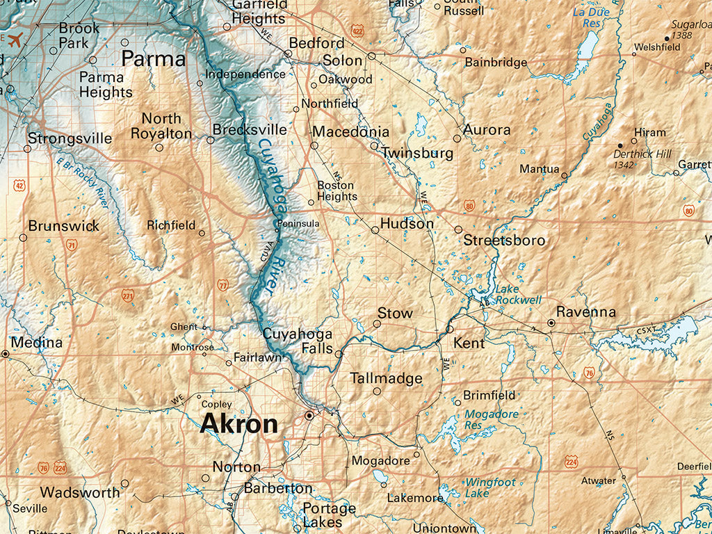 Ohio Elevation Tints Fine Art Print Map