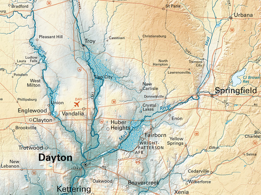 Ohio Elevation Tints Fine Art Print Map