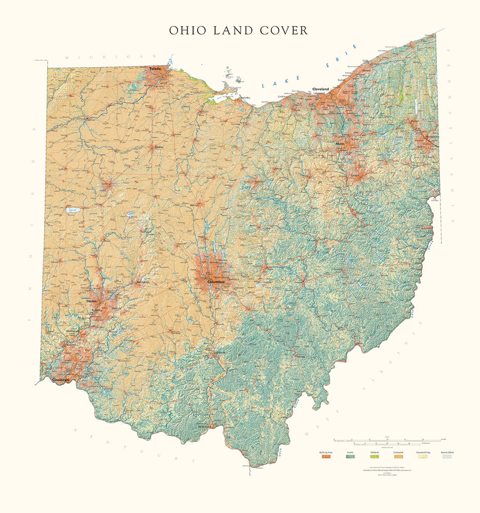 Ohio Land Cover Fine Art Print Map