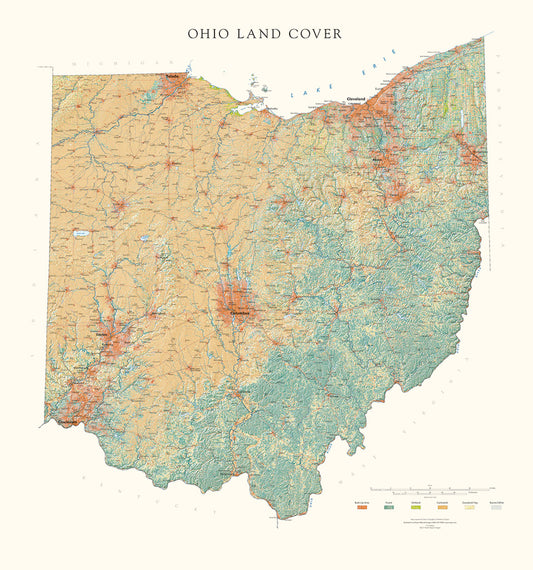 Ohio Land Cover Fine Art Print Map