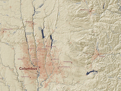 Ohio Landforms and Rivers Fine Art Print Map