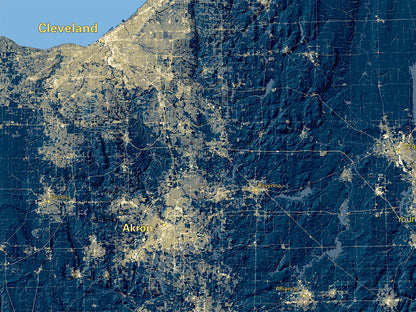 Ohio at Night Fine Art Print Map
