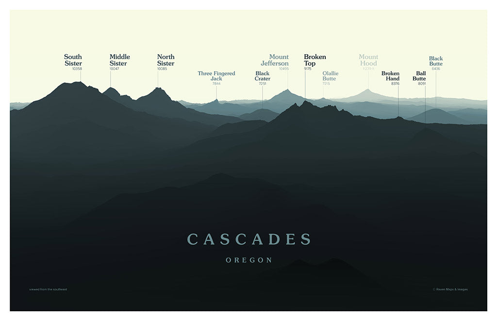 Oregon Cascades Peakscapes Elevation Panorama