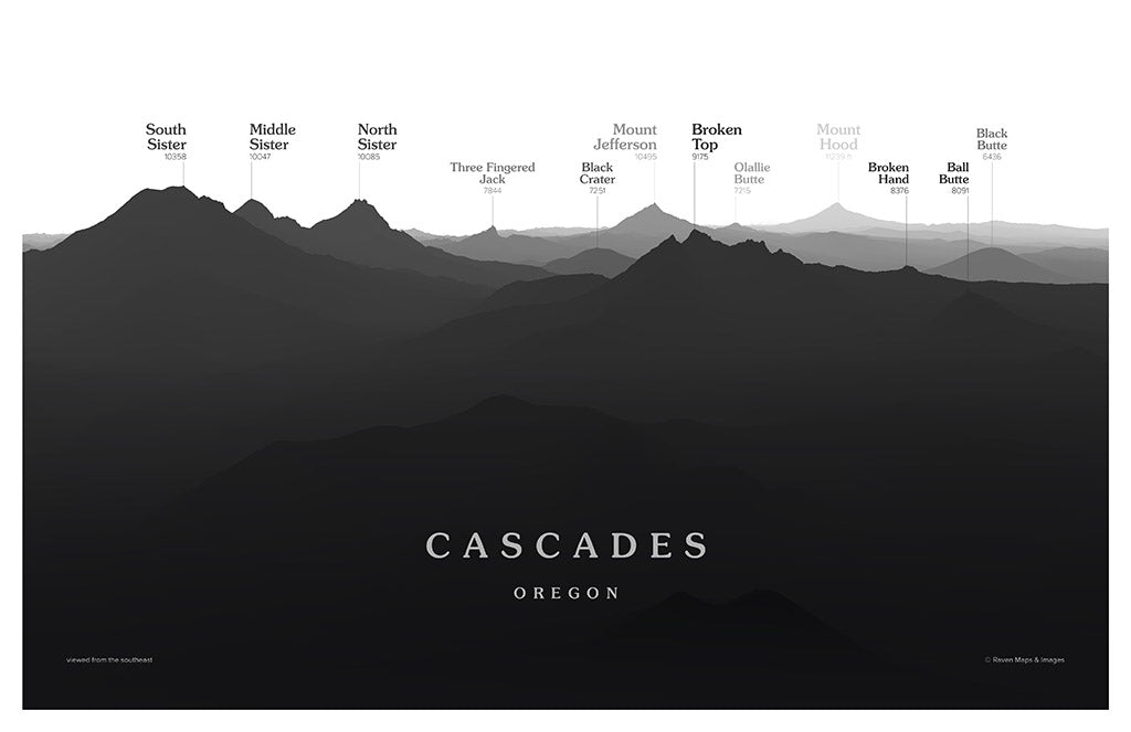 Oregon Cascades Peakscapes Elevation Panorama
