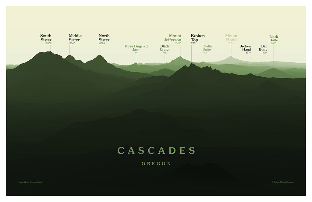 Oregon Cascades Peakscapes Elevation Panorama