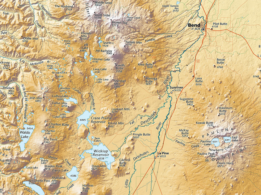 Oregon Elevation Tints Fine Art Print Map