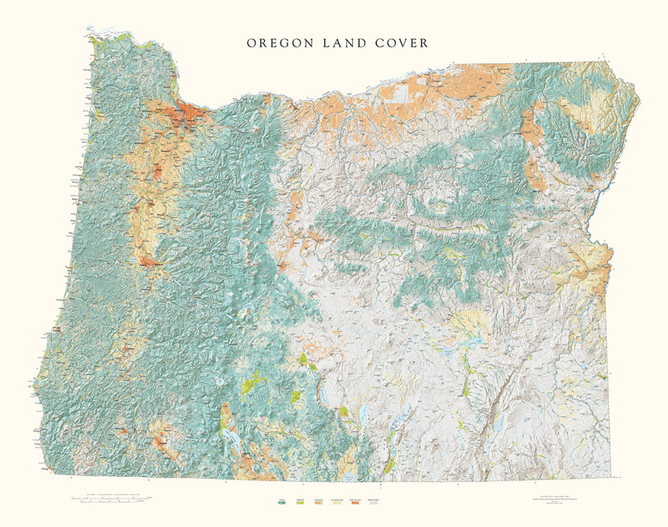 Oregon Land Cover Fine Art Print Map
