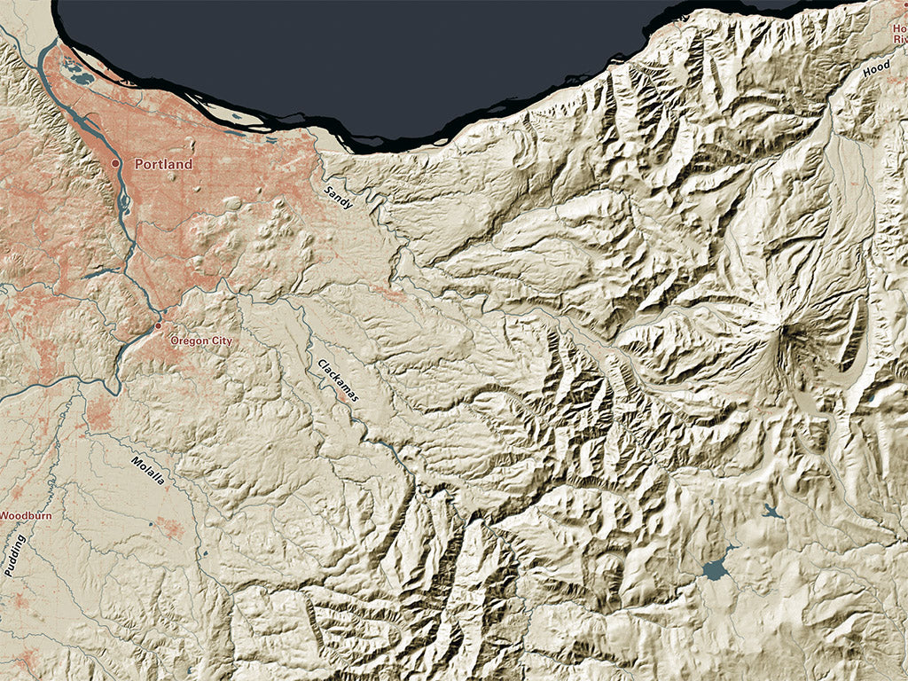 Oregon Landforms and Rivers Fine Art Print Map