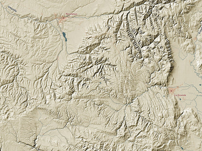 Oregon Landforms and Rivers Fine Art Print Map