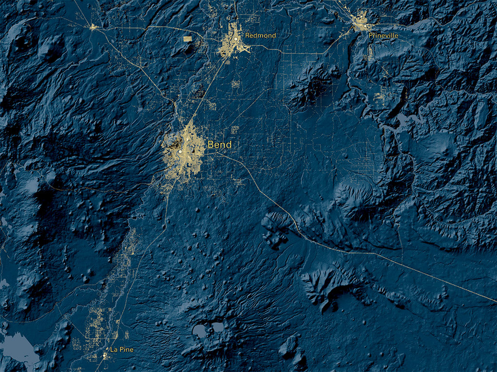 Oregon at Night Fine Art Print Map