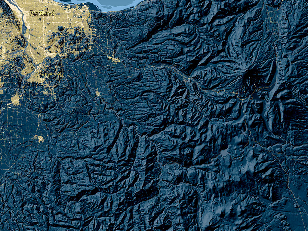 Oregon at Night Fine Art Print Map