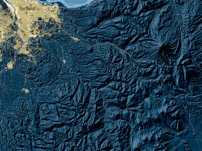 Oregon at Night Fine Art Print Map