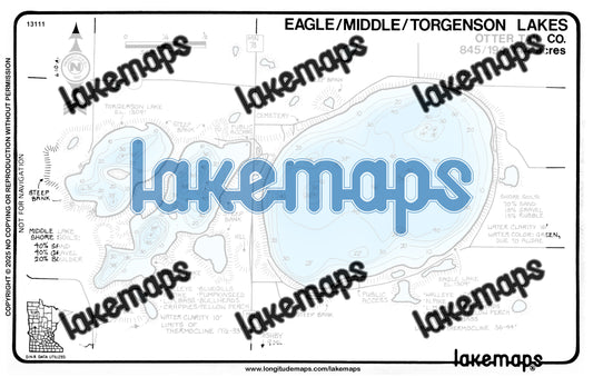 Otter Tail County, MN - EAGLE / Middle / Torgenson - Lakemap - 13111