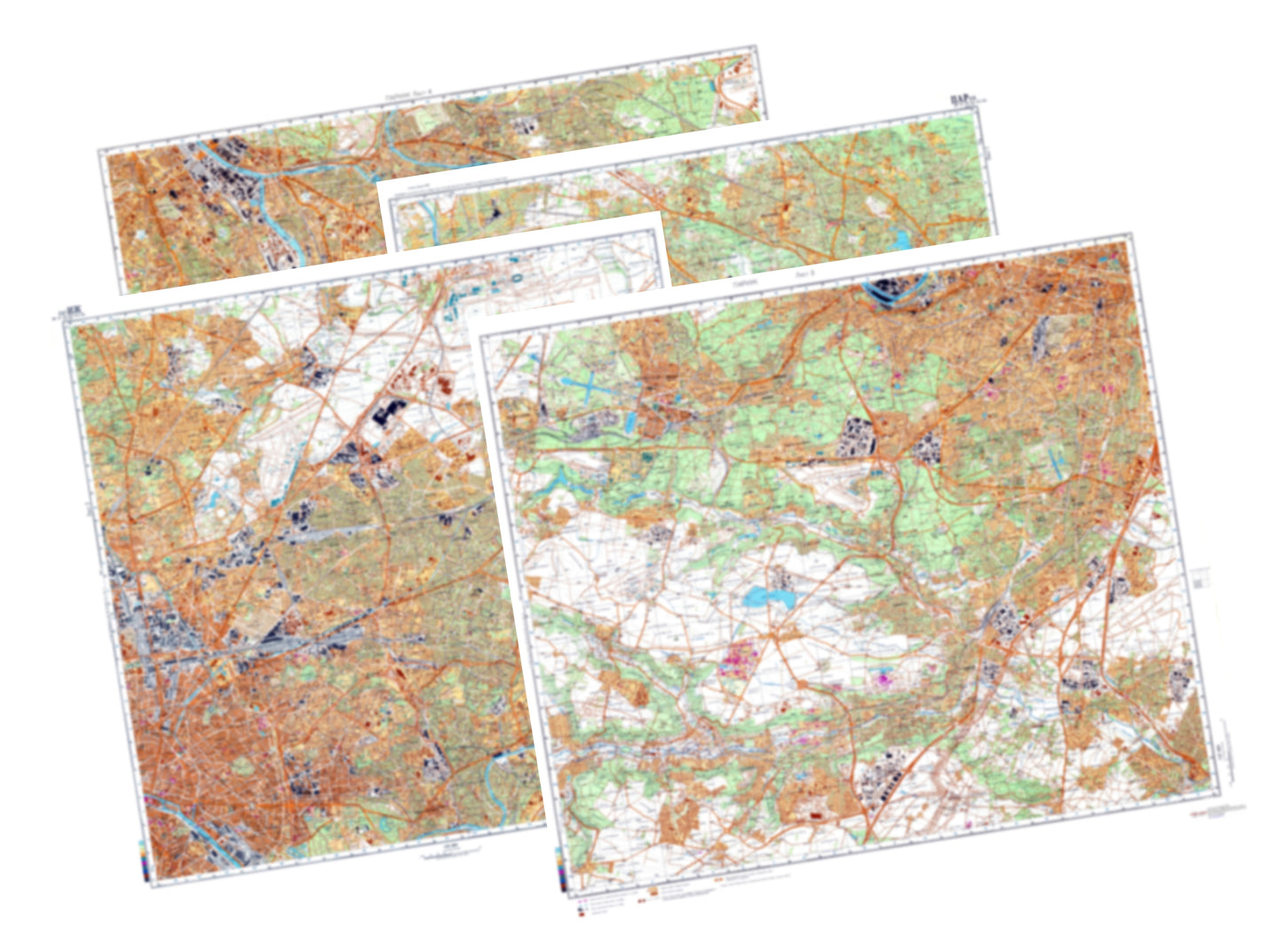 Paris (France) 4-Sheet Map Set - Soviet Military City Plans
