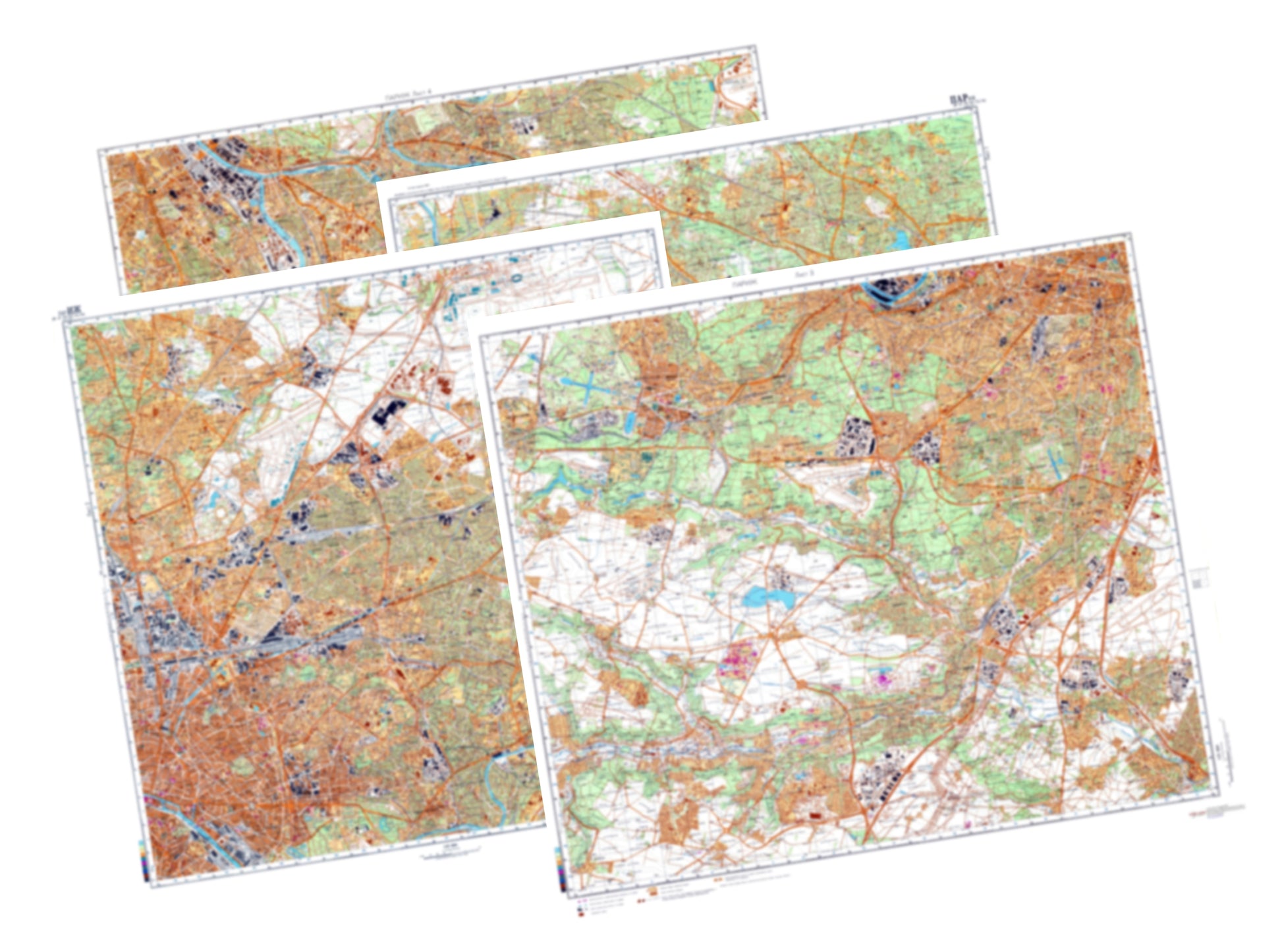 Paris (France) 4-Sheet Map Set - Soviet Military City Plans