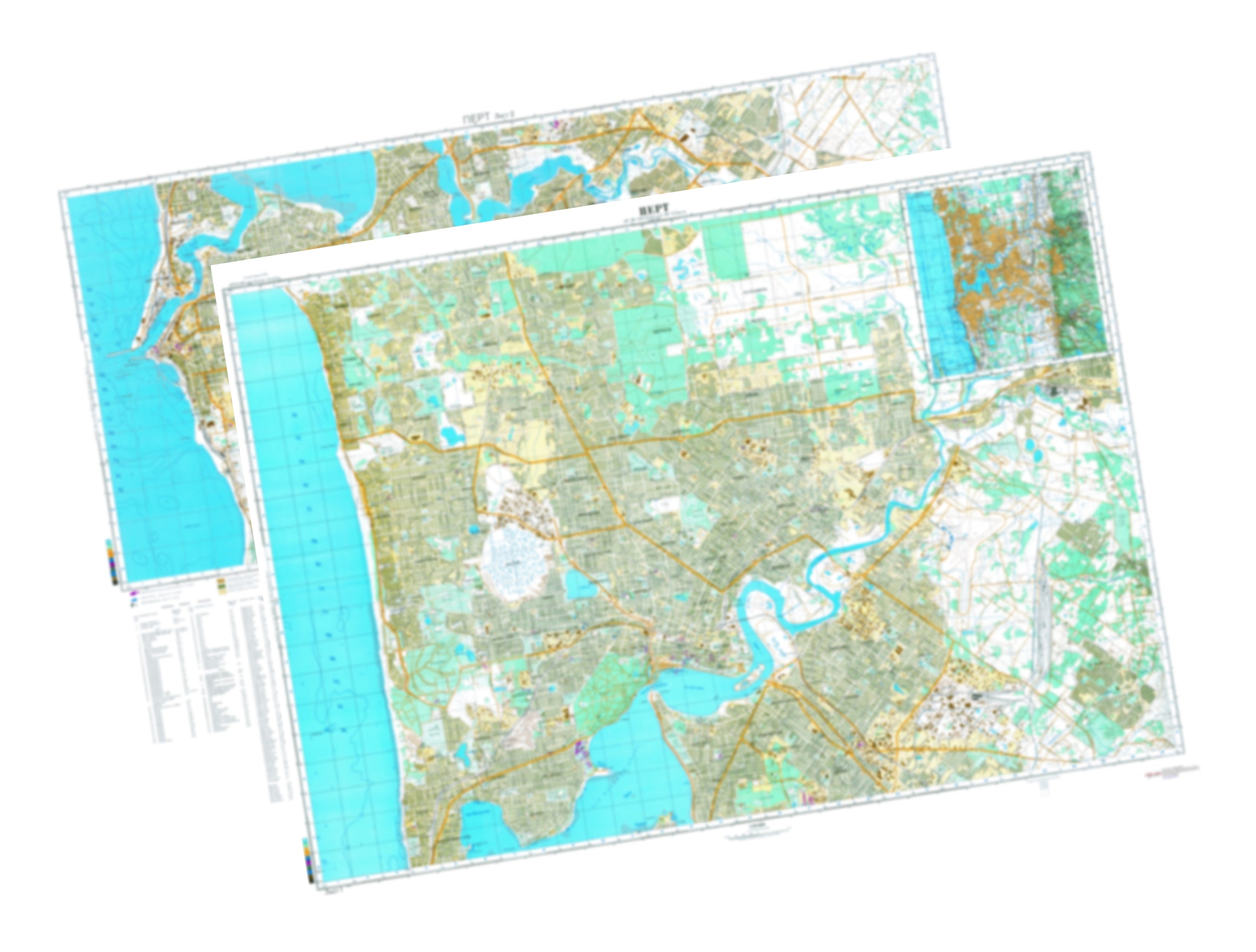 Perth (Australia) 2-Sheet Set - Soviet Military City Plans – Longitude Maps