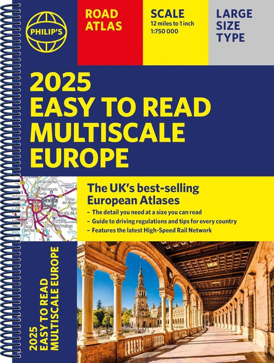 Philip's 2025 Easy to Read Multiscale Europe Road Atlas