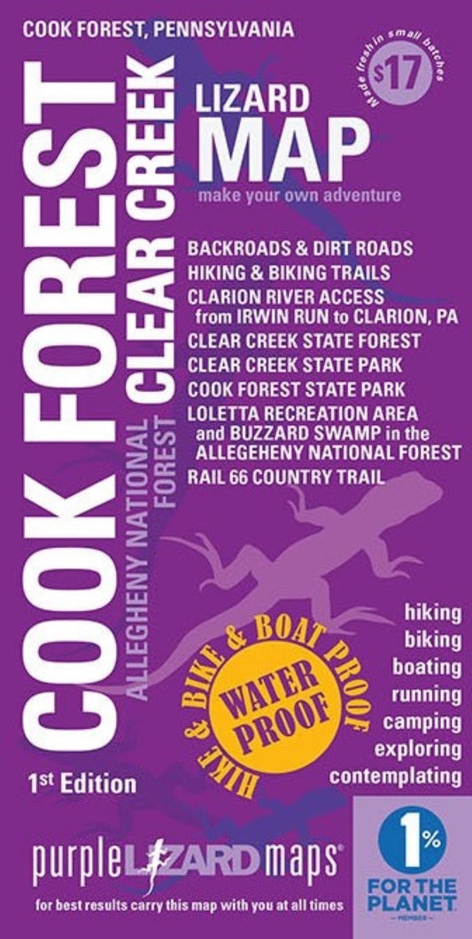 Cook Forest - Clear Creek Lizard Map: Pennsylvania