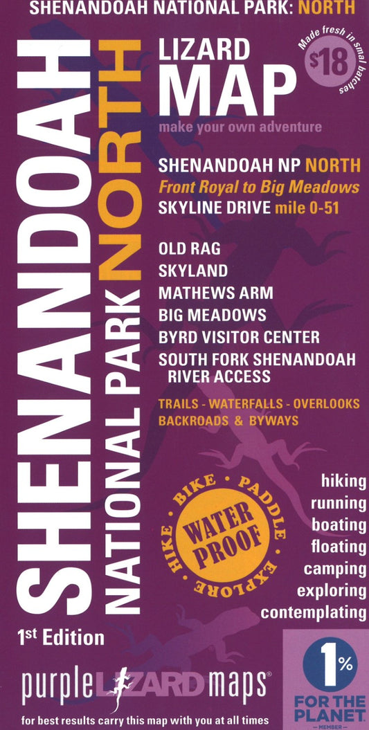 Shenandoah National Park North, Virginia Lizard Map