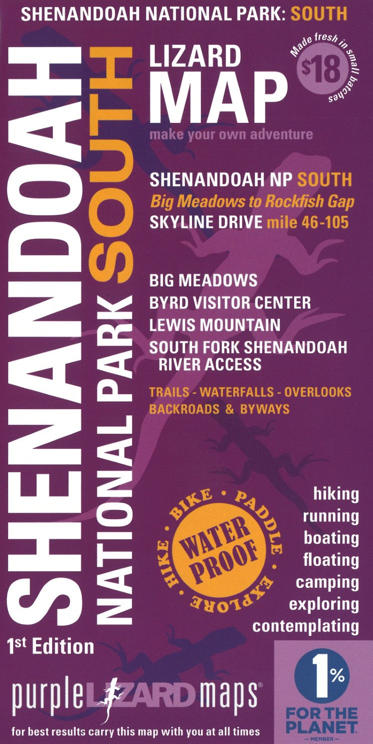 Shenandoah National Park South, Virginia Lizard Map