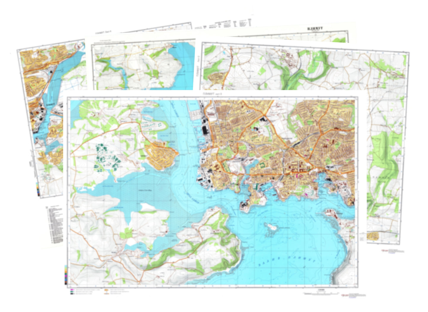 Plymouth (UK) 4-Sheet Map Set - Soviet Military City Plans