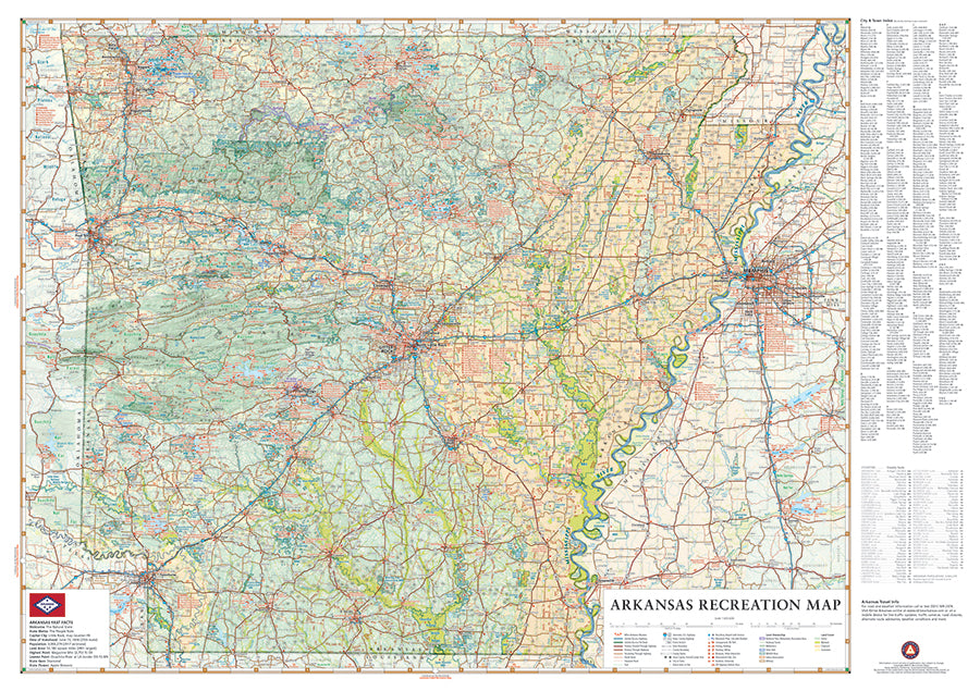 Arkansas Recreation Wall Map