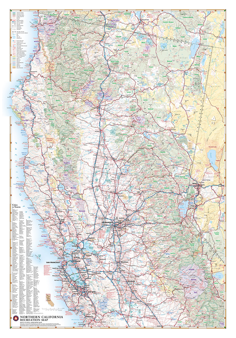 Northern California Recreation Wall Map