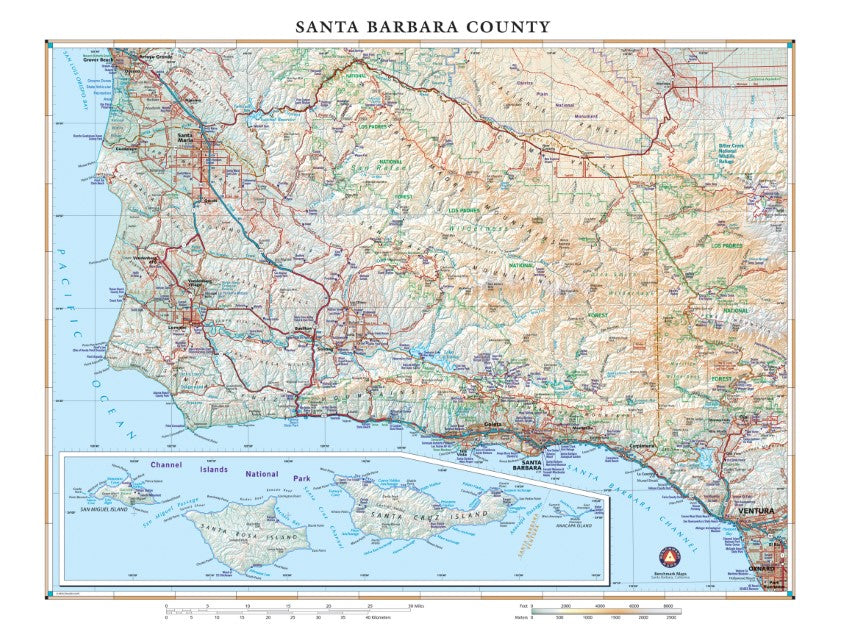 Santa Barbara County, California Wall Map