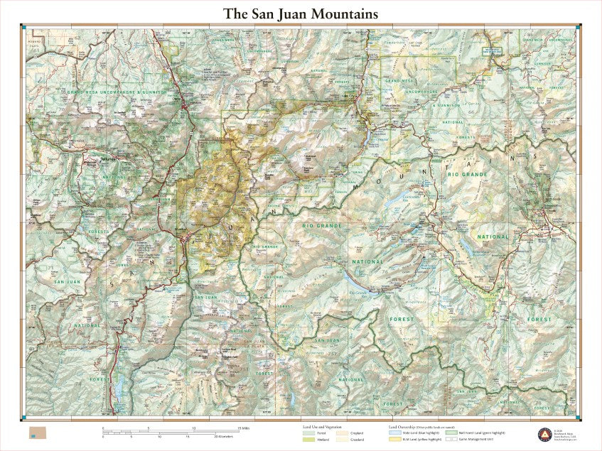 San Juan Mountains, Colorado Recreation Map