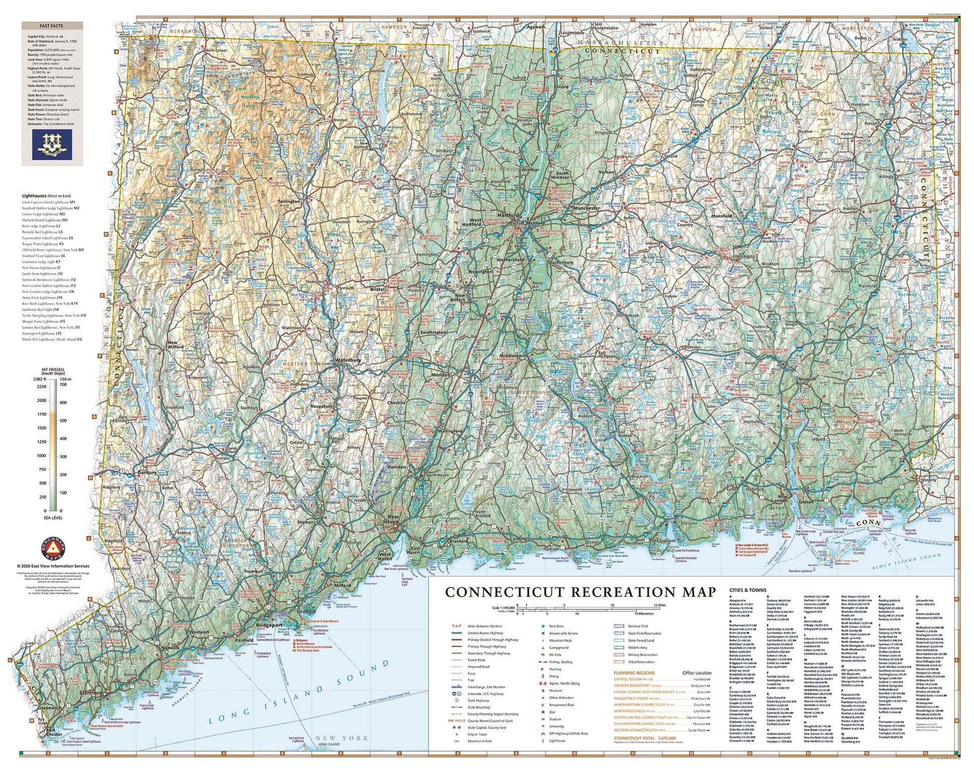 Connecticut Recreation Wall Map