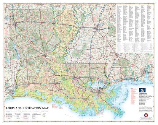 Louisiana Recreation Wall Map