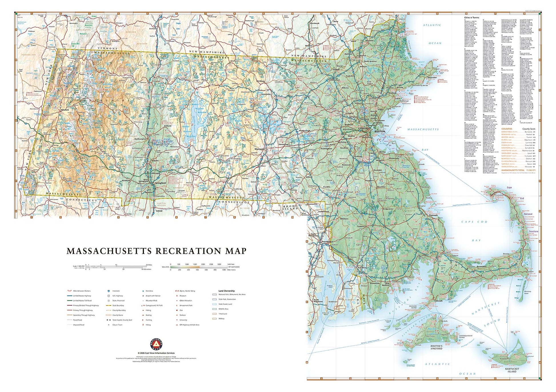 Massachusetts Recreation Wall Map