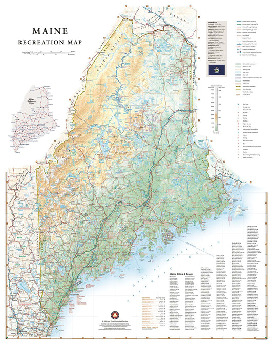 Maine Recreation Wall Map