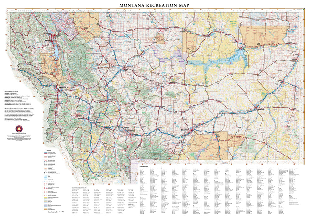 Montana Recreation Wall Map