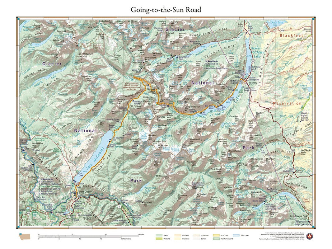 Going-to-the-Sun Road (Glacier National Park), Montana Wall Map