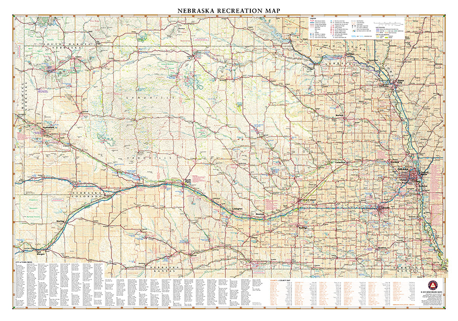 Nebraska Recreation Wall Map