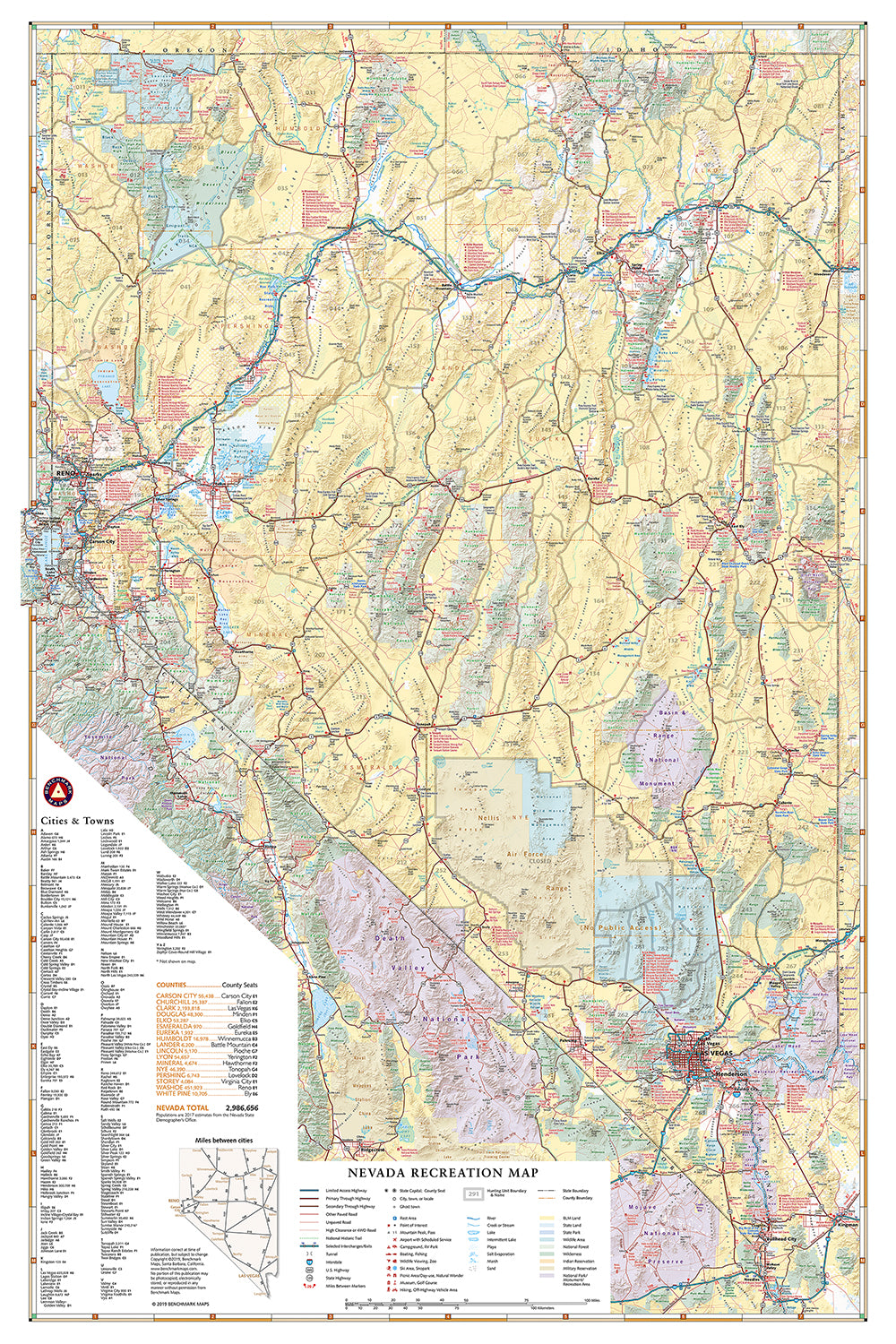 Nevada Recreation Wall Map