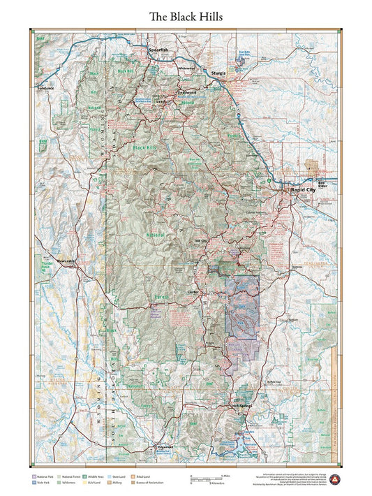 Black Hills, South Dakota Wall Map